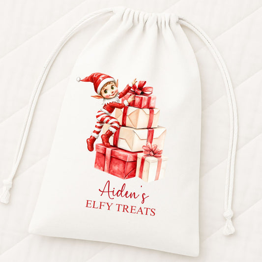 Elf Treat Drawstring Bag