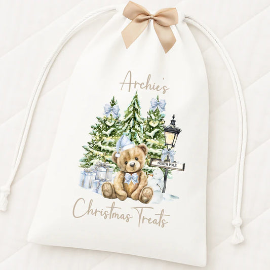 Blue Bear Drawstring Bag