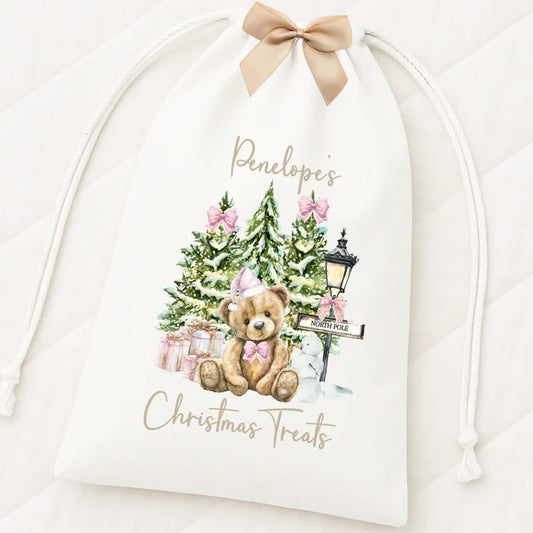 Pink Bear Drawstring Bag