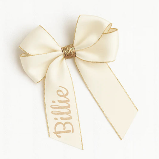 Cream with Gold Edging Hair Bow