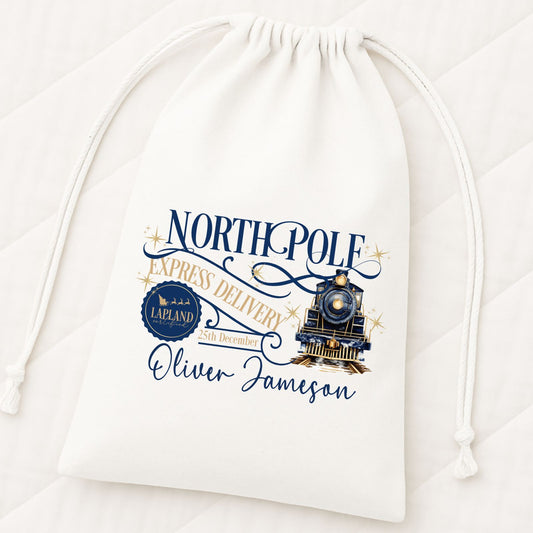 Blue North Pole Drawstring Bag