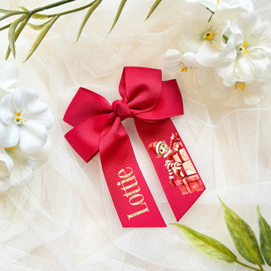 Elf Maroon Red Hair Bow