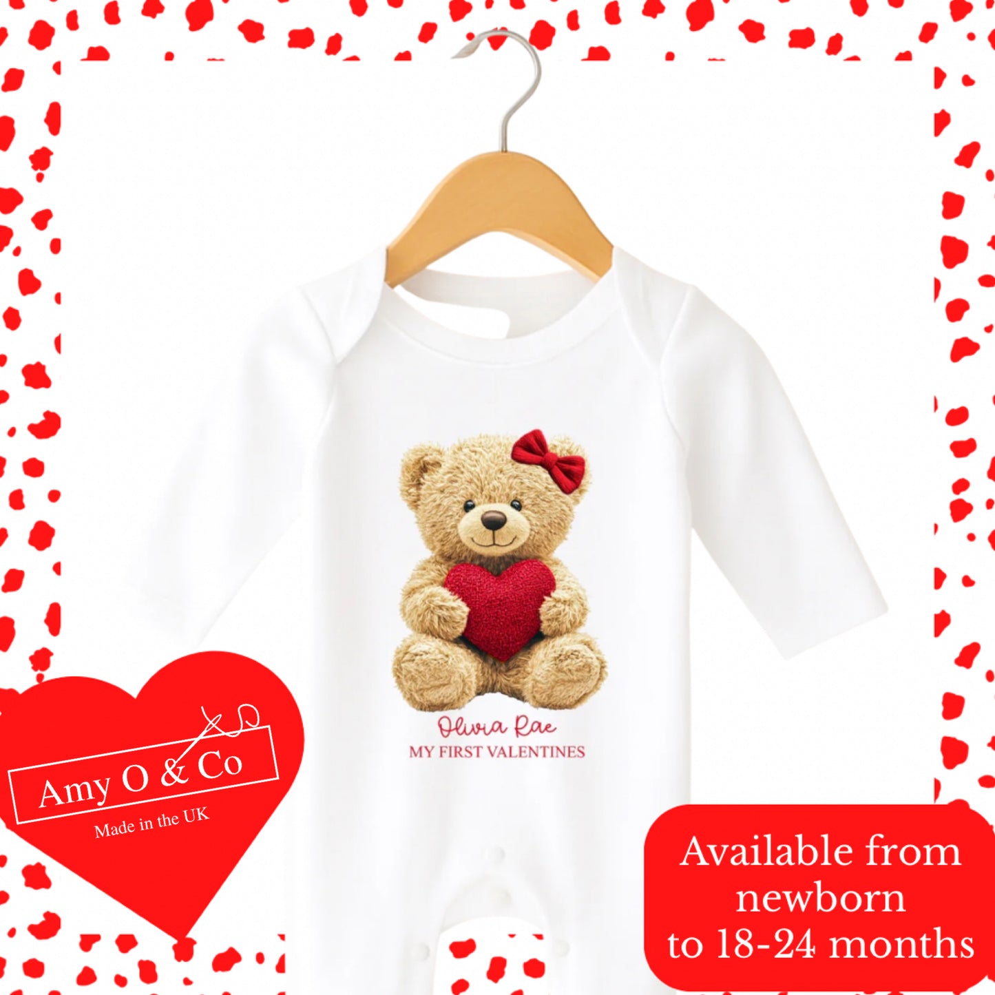Teddy Bear Heart Babygrow
