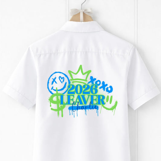 Leavers Shirt Graffiti Blue & Green