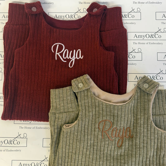 Embroidered Romper Chunky Knit